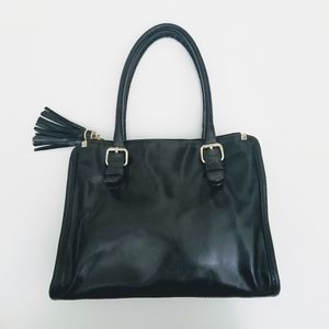 TRE VERO Black Leather Satchel